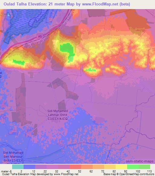 Oulad Talha,Morocco Elevation Map