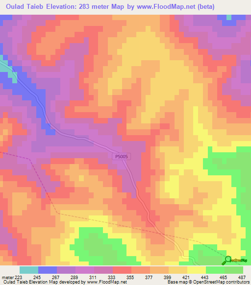 Oulad Taieb,Morocco Elevation Map