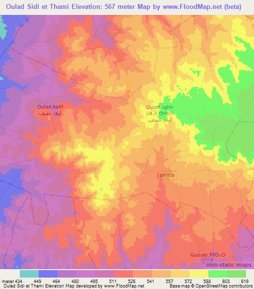 Oulad Sidi et Thami,Morocco Elevation Map