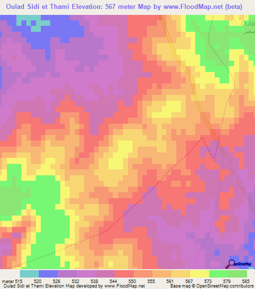 Oulad Sidi et Thami,Morocco Elevation Map