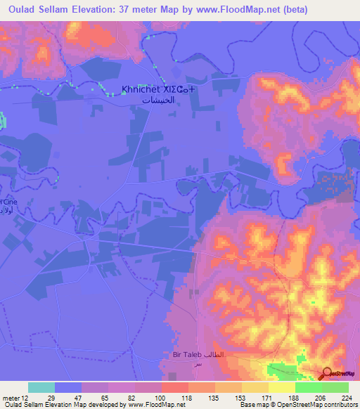 Oulad Sellam,Morocco Elevation Map