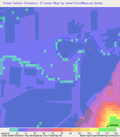 Oulad Sellam,Morocco Elevation Map