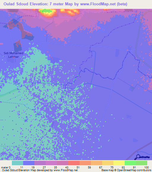 Oulad Sdoud,Morocco Elevation Map