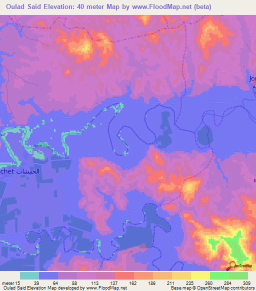 Oulad Said,Morocco Elevation Map