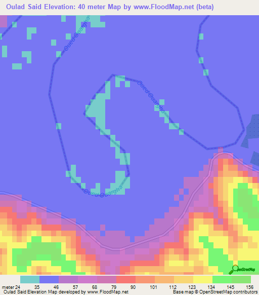 Oulad Said,Morocco Elevation Map