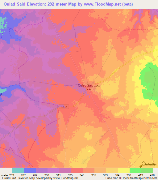 Oulad Said,Morocco Elevation Map