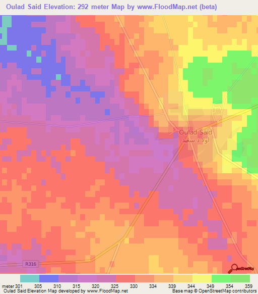 Oulad Said,Morocco Elevation Map