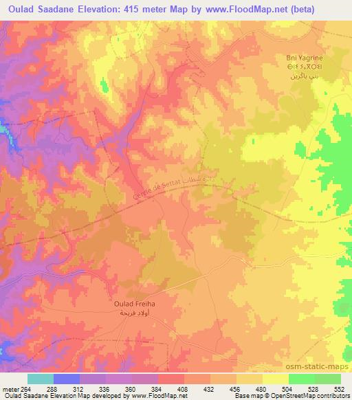 Oulad Saadane,Morocco Elevation Map