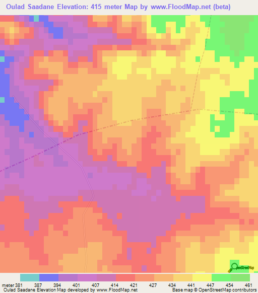 Oulad Saadane,Morocco Elevation Map