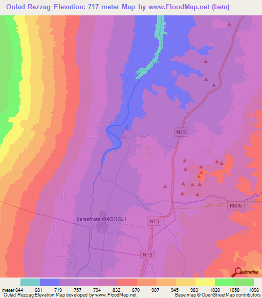 Oulad Rezzag,Morocco Elevation Map