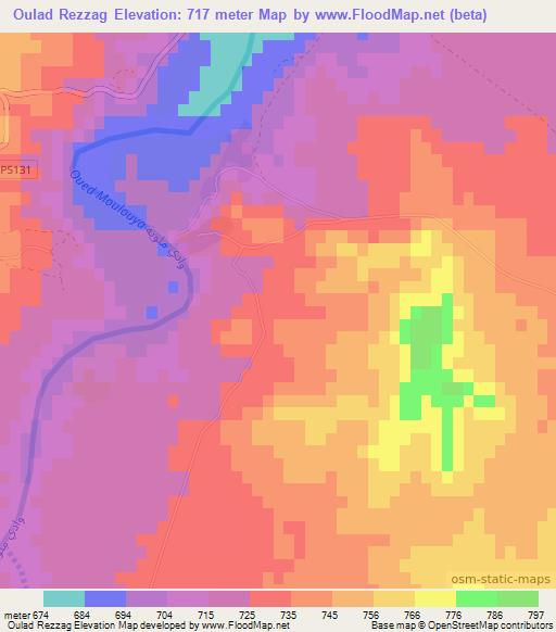 Oulad Rezzag,Morocco Elevation Map