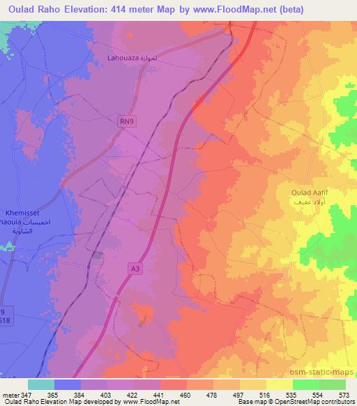 Oulad Raho,Morocco Elevation Map