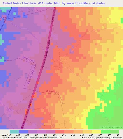 Oulad Raho,Morocco Elevation Map