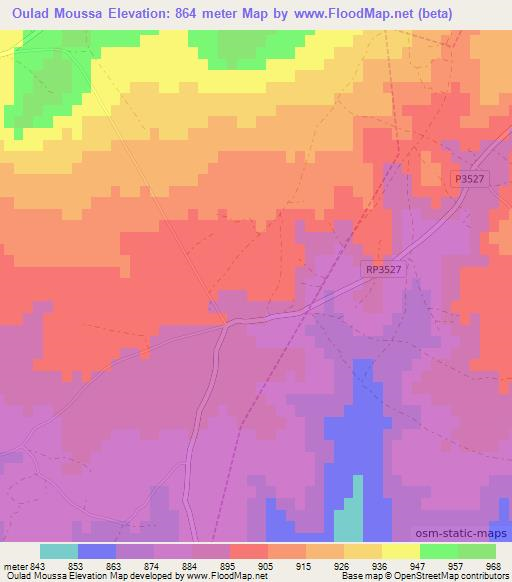 Oulad Moussa,Morocco Elevation Map