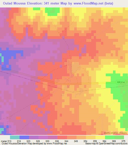 Oulad Moussa,Morocco Elevation Map