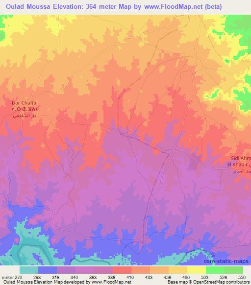 Oulad Moussa,Morocco Elevation Map