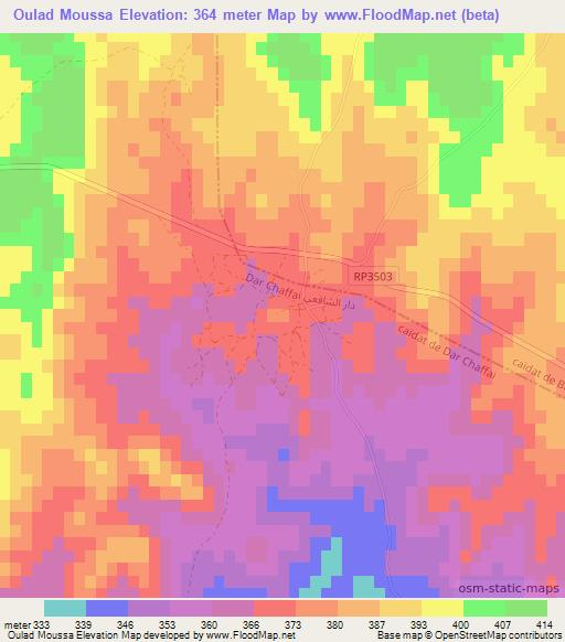 Oulad Moussa,Morocco Elevation Map