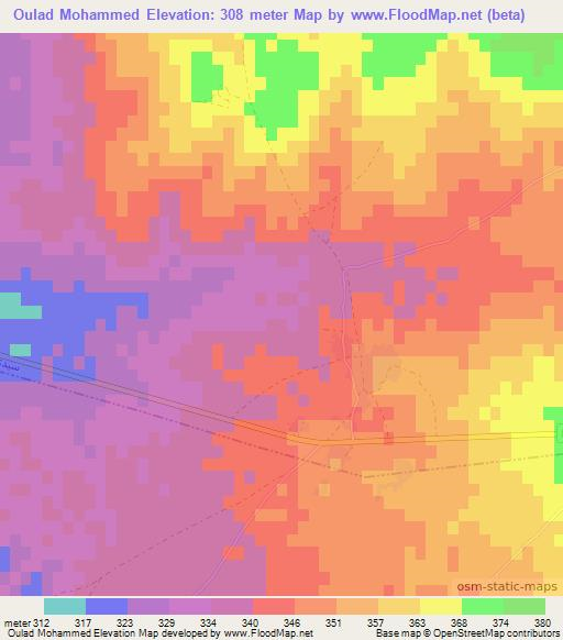 Oulad Mohammed,Morocco Elevation Map