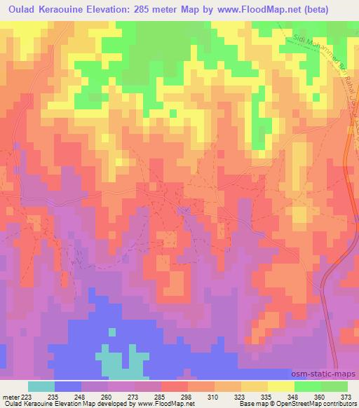 Oulad Keraouine,Morocco Elevation Map