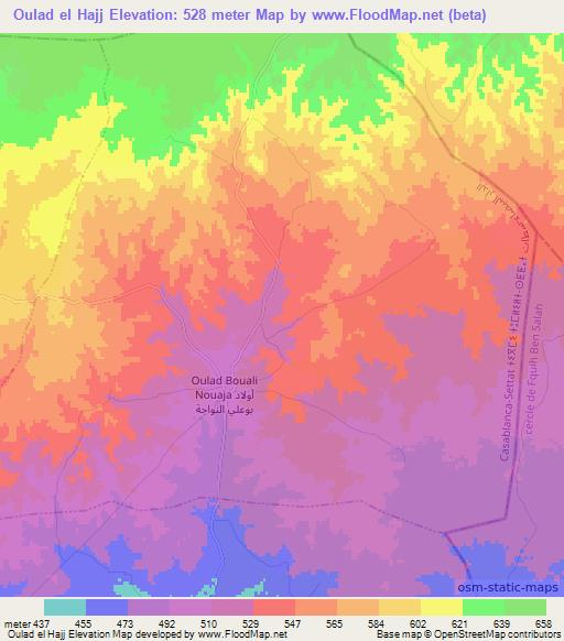 Oulad el Hajj,Morocco Elevation Map