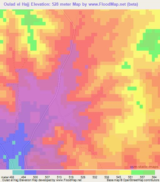 Oulad el Hajj,Morocco Elevation Map