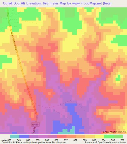 Oulad Bou Ali,Morocco Elevation Map