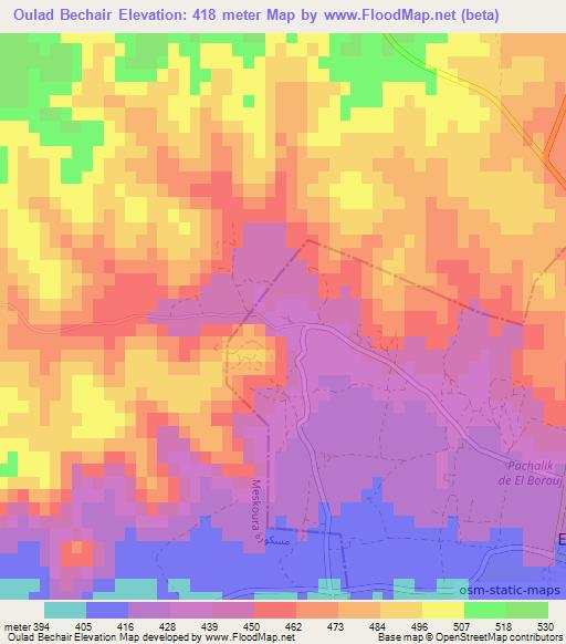 Oulad Bechair,Morocco Elevation Map