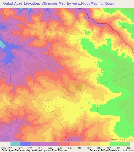 Oulad Ayad,Morocco Elevation Map