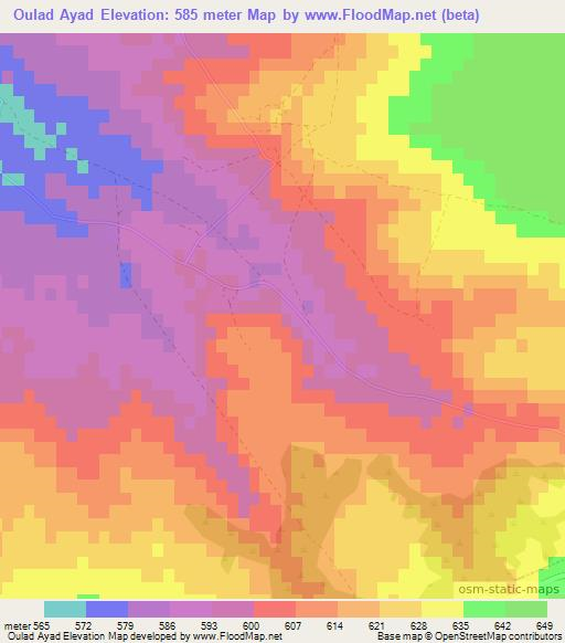 Oulad Ayad,Morocco Elevation Map