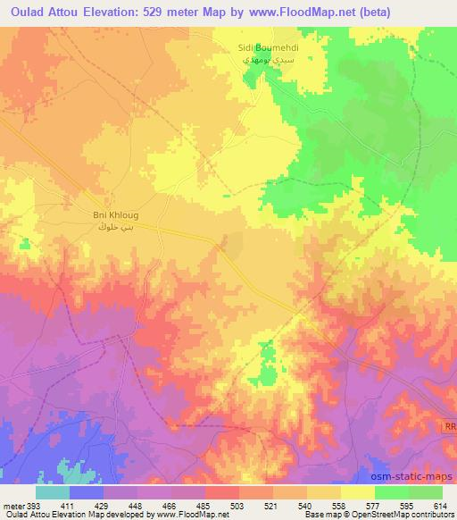 Oulad Attou,Morocco Elevation Map