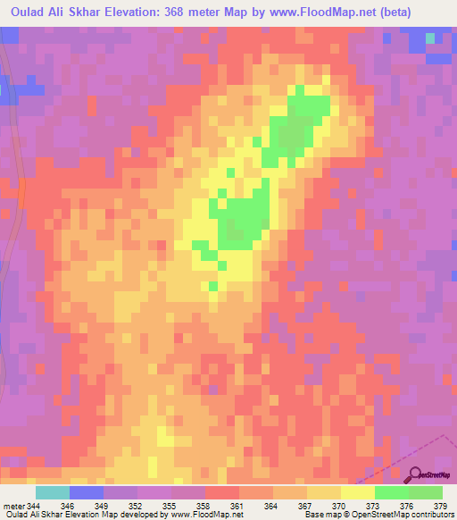 Oulad Ali Skhar,Morocco Elevation Map