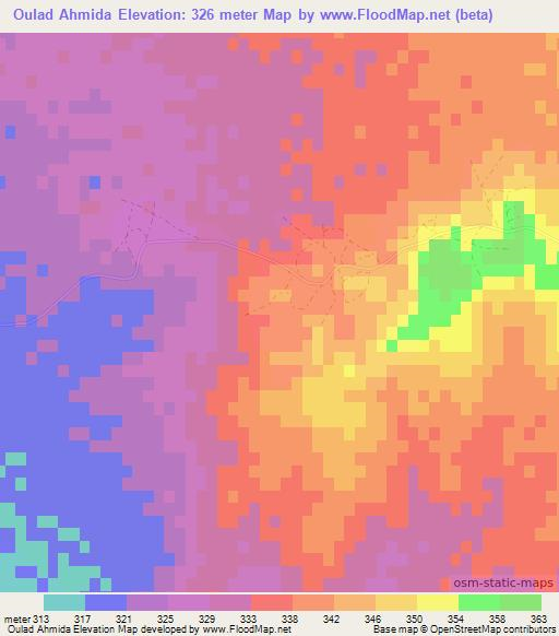 Oulad Ahmida,Morocco Elevation Map