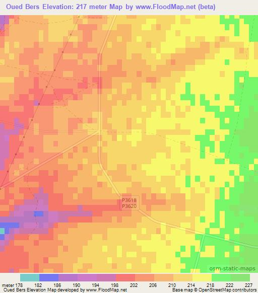 Oued Bers,Morocco Elevation Map