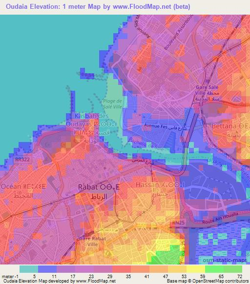 Oudaia,Morocco Elevation Map