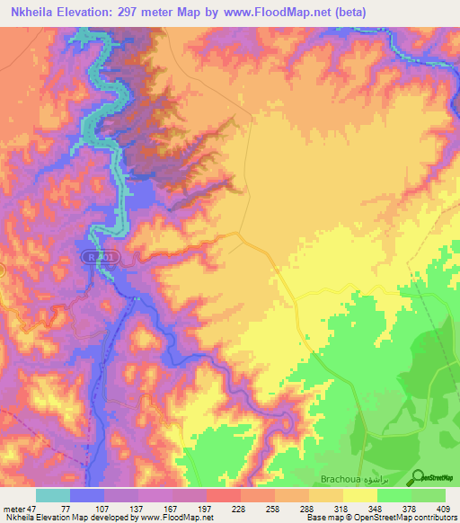 Nkheila,Morocco Elevation Map