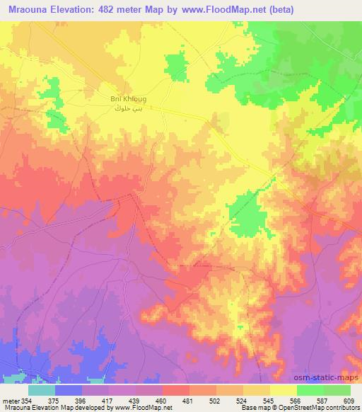 Mraouna,Morocco Elevation Map