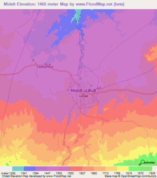 Midelt,Morocco Elevation Map