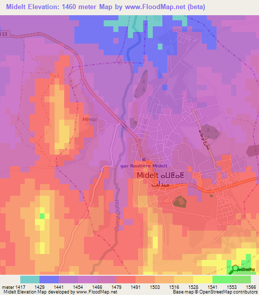 Midelt,Morocco Elevation Map