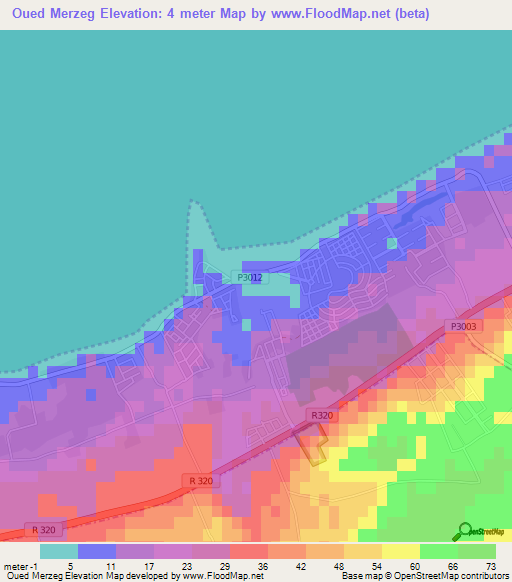 Oued Merzeg,Morocco Elevation Map