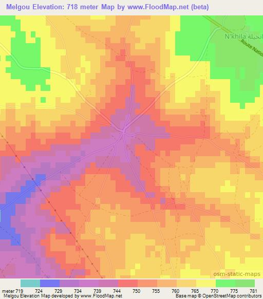 Melgou,Morocco Elevation Map