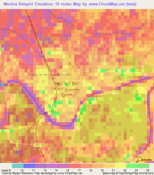 Mechra Belqsiri,Morocco Elevation Map