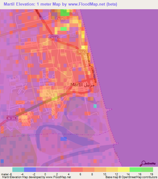 Martil,Morocco Elevation Map