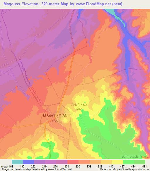 Magouss,Morocco Elevation Map