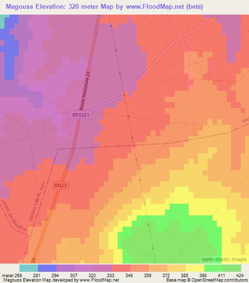 Magouss,Morocco Elevation Map