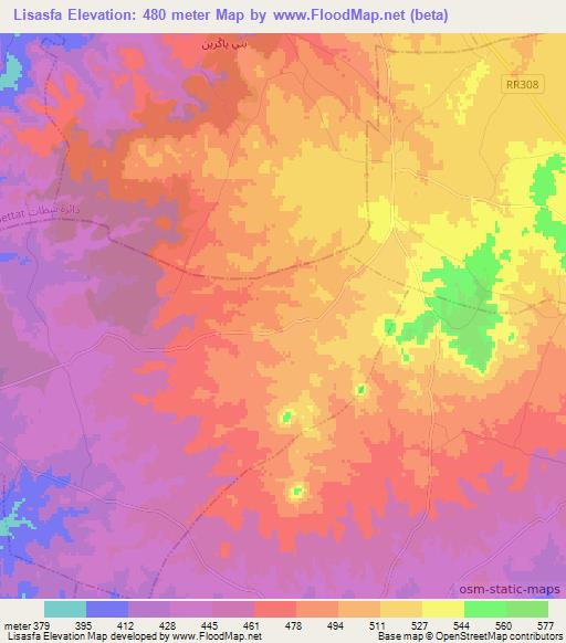 Lisasfa,Morocco Elevation Map