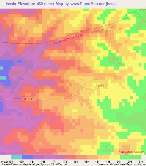 Lisasfa,Morocco Elevation Map