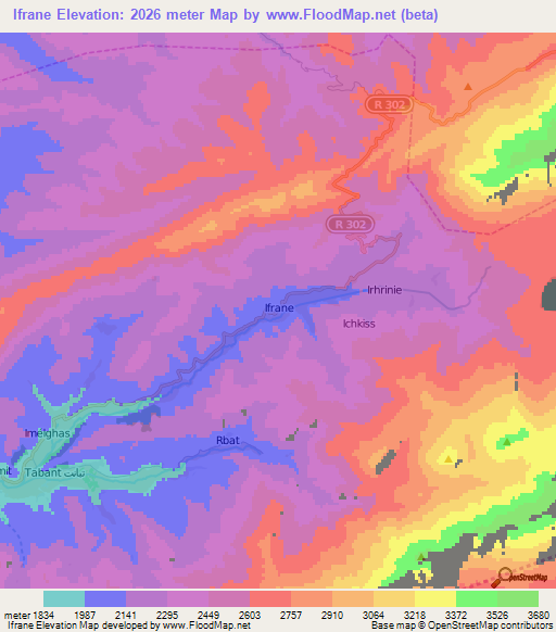 Ifrane,Morocco Elevation Map