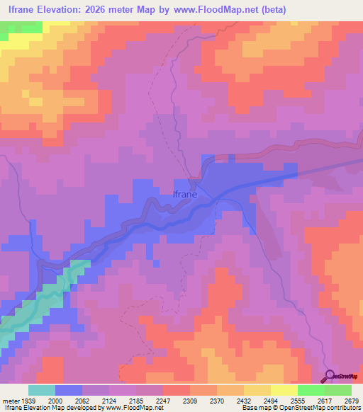 Ifrane,Morocco Elevation Map