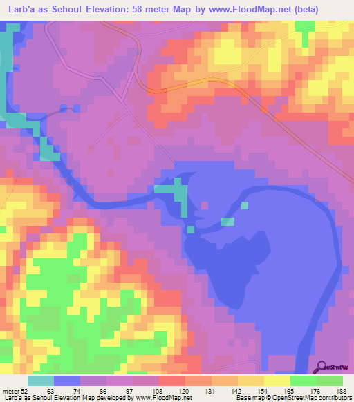 Larb'a as Sehoul,Morocco Elevation Map