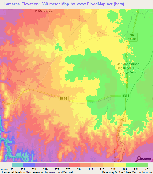 Lamarna,Morocco Elevation Map